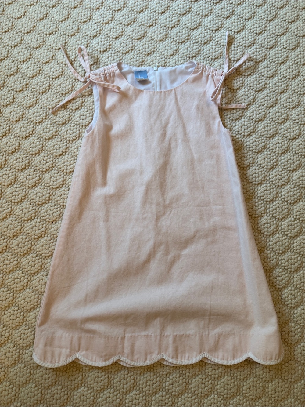 NBW Bella Bliss Light Pink Scalloped Hem Tie-Shoulder Dress